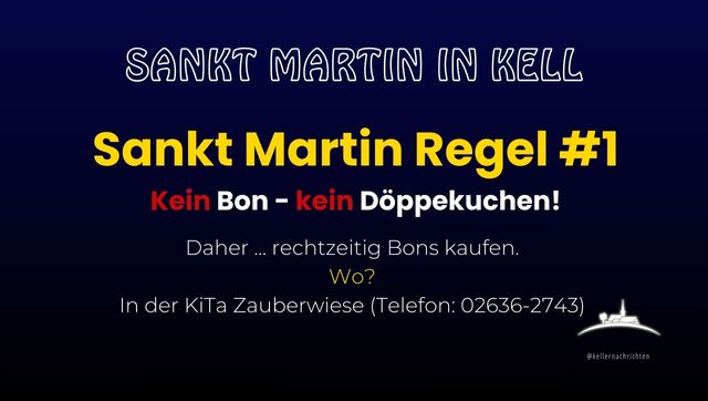 Hinweisbanner: Kein Bon - Kein Döppekuchen zu Sankt Martin in Kell