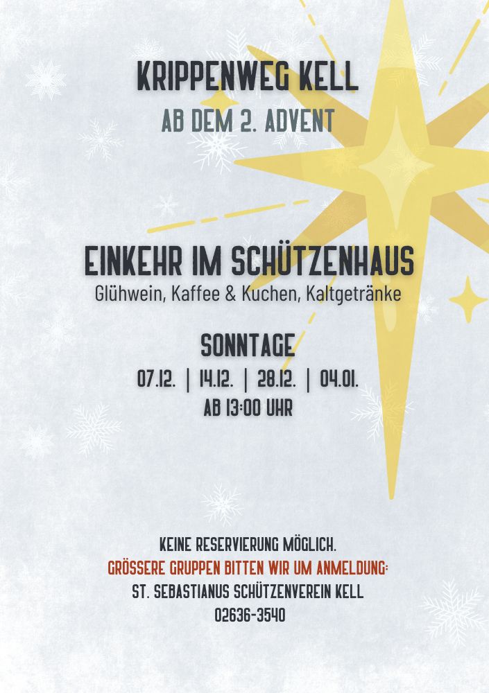 Flyer zur Krippenweg-Einkehr im Schützenhaus 2025