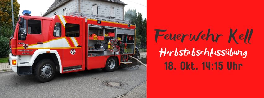 Veranstaltungsbanner in rot: Löschfahrzeug der Freiwilligen Feuerwehr Andernach - Löschzug Kell