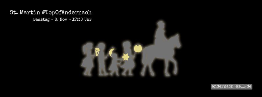 Kinder mit Laternen im St. Martin Umzug. Bannerbild zu St. Martin in Kell am 8. Nov. 2025