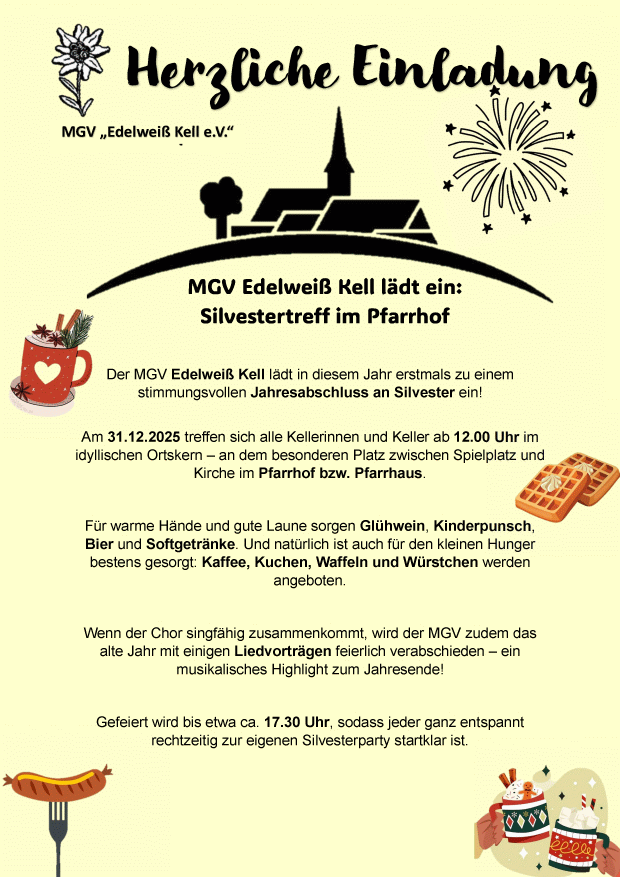 Plakat zum Silvestertreff in Kell