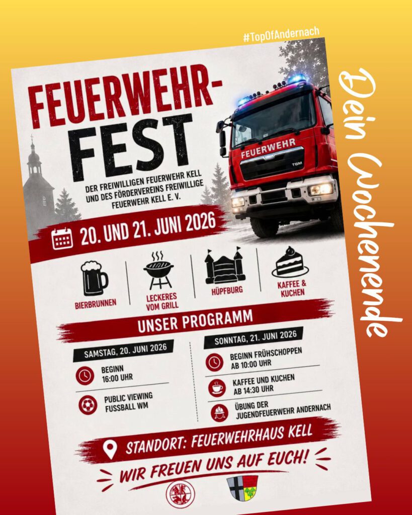 Veranstaltungsplakat Feuerwehrfest Kell 2026