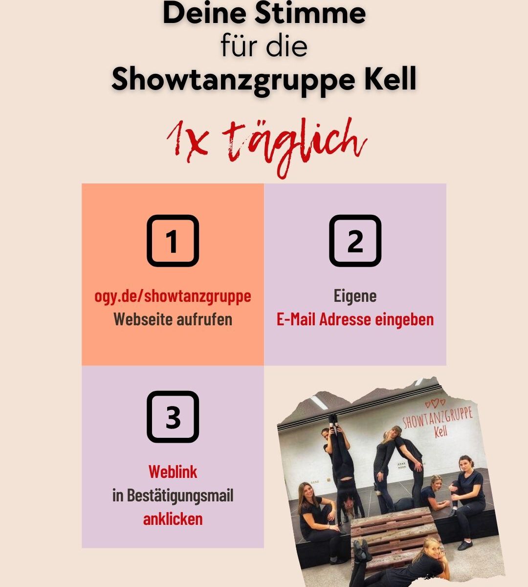 EVM Palettenparty - Deine Stimme für die Showtanzgruppe Kell